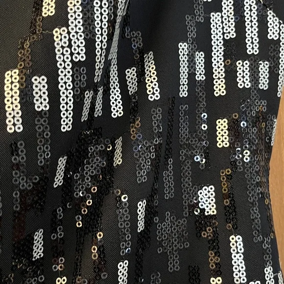 Vince Camuto silver on black subtle sequin sleeveless cocktail dress shift - Picture 5 of 9